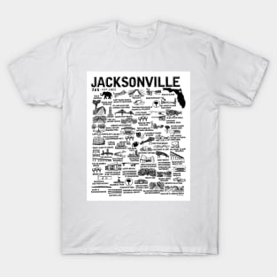 Jacksonville Florida Map Art T-Shirt